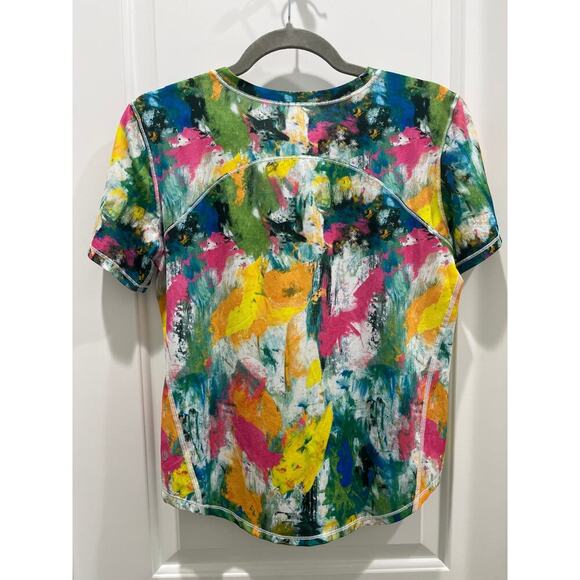 Lululemon High Neck Run and Train Tee in No Limits White Multi Sz 4 - Picture 6 of 8